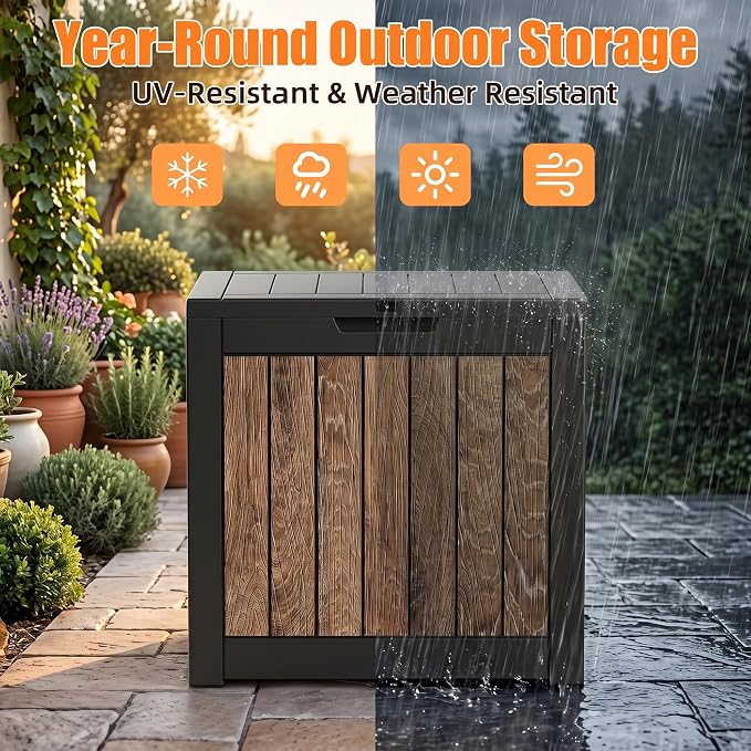 40 Gallon Outdoor Deck Box, Lockable Waterproof Resin Storage Container - Image 3