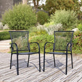 Patio Dining Chairs Set of 2, Metal Mesh Patio Furniture Set by Home