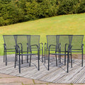Outdoor Metal Patio Chairs Set of 8, Stackable Iron Mesh Dining Chairs by Unknown