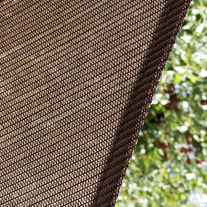 Amgo Custom Size 11' x 20' x 22.8' Brown Right Triangle Sun Shade Sail UPF50+ - Image 9