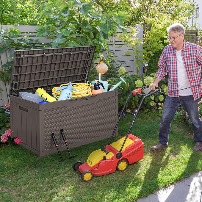 Greesum 100 Gallon Resin Deck Box Large Outdoor Storage - Image 5