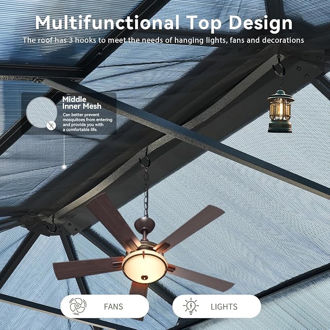 Aoxun 12'x16' Hardtop Gazebo - Image 8
