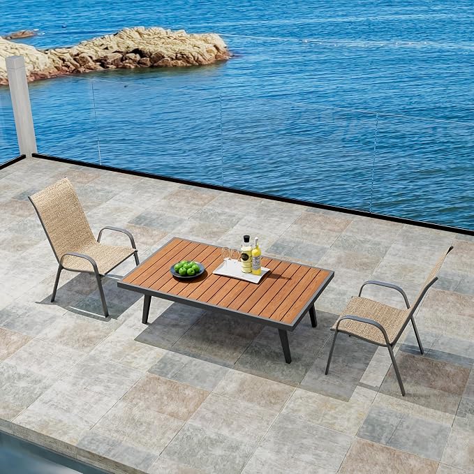 Patio Chairs Set of 2, Outdoor Stackable Dining Chairs - Image 2