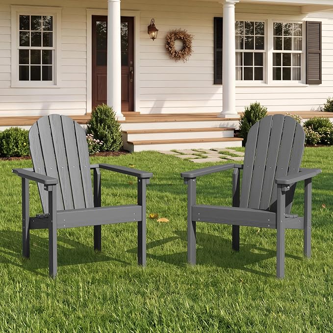 SERWALL HDPE Stackable Adirondack Chairs Set of 4, Space-Saving - Image 9