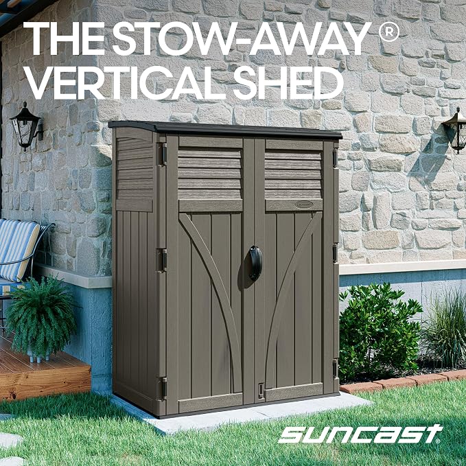 Suncast 54 Cu Ft Medium Vertical Storage Shed, Made in USA - Image 3