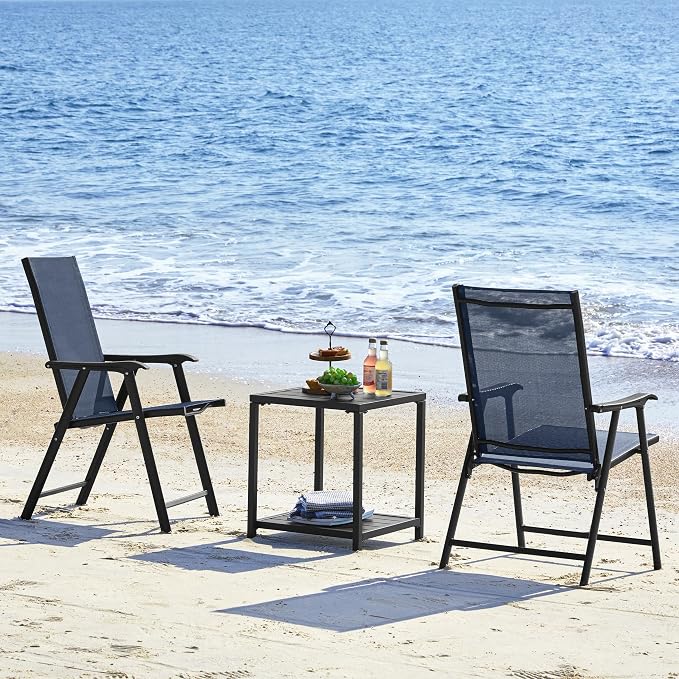 Yaheetech Patio Chairs Set of 4 Outdoor Folding Lawn Chairs, folds flat - Image 9