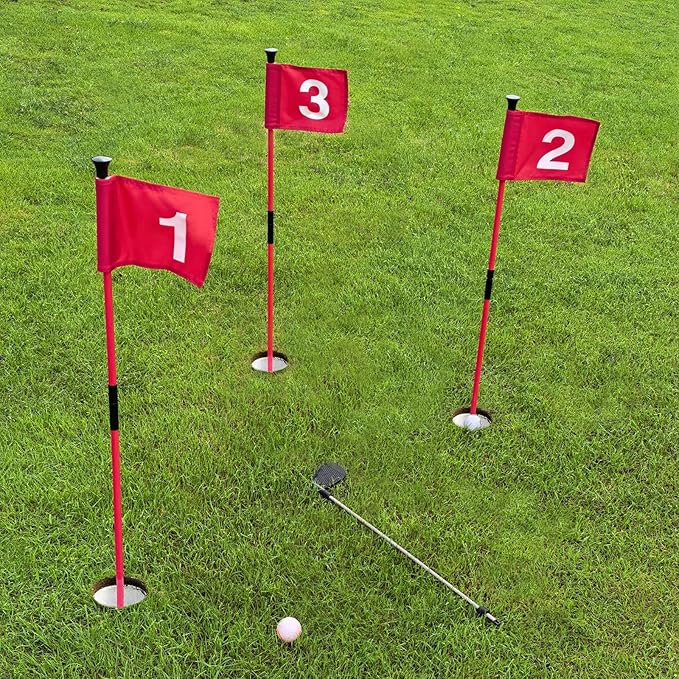 Golf Flagstick for Portable Sectional Yard - Foldable Golf Pin Flag with Putting Flag Ideal for Backyard Practice & Home Golf Setup