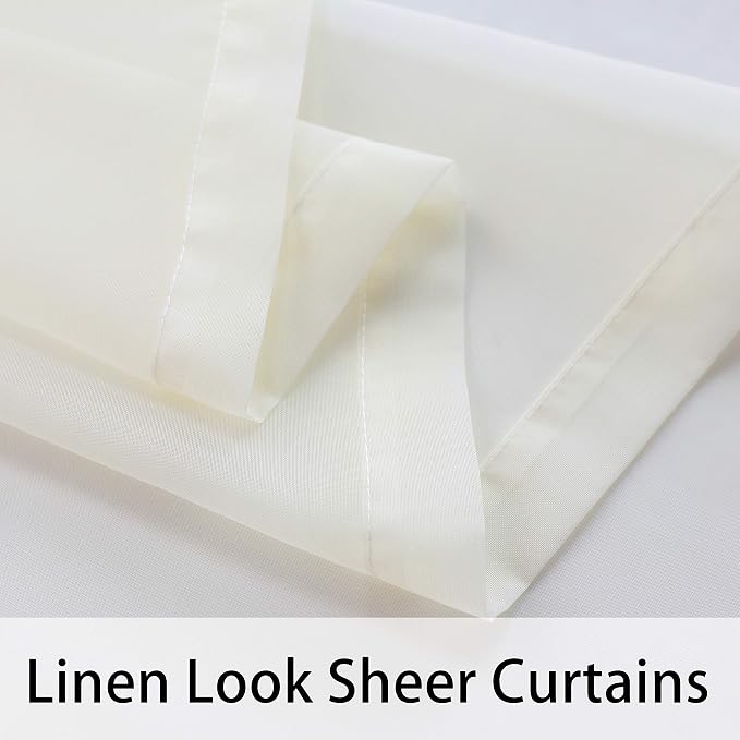 BONZER Sheer Outdoor Curtains for Patio Waterproof 2 Panels | Grommet - Image 5