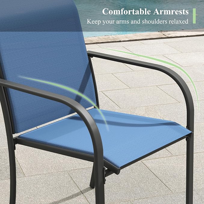 Outdoor Chairs Set of 4, Stackable Patio Dining Chairs - Image 7
