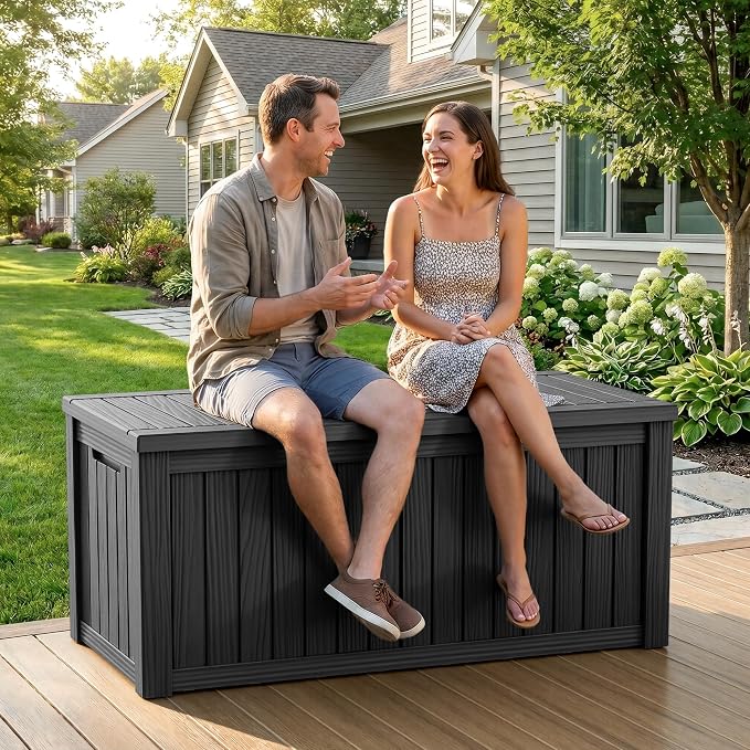 ROJIK 149 Gallon Outdoor Storage Box Waterproof, Weatherproof Deck Boxes - Image 2