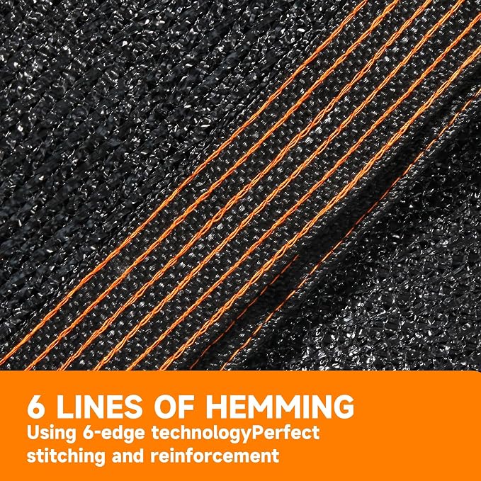 90% Shading Rate 12'x20' Black Shade Cloth, UV Resistant Durable Mesh Tarp - Image 3