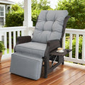 Outdoor Recliner with Adjustable Back and Footrest, Light Grey | Wicker by COMLAXFIELD
