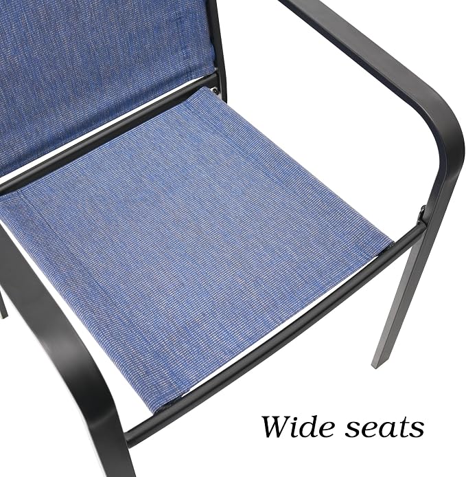 Anmutig Stackable Outdoor Dining Chairs Set of 6, Textilene Fabric, Breathable - Image 6