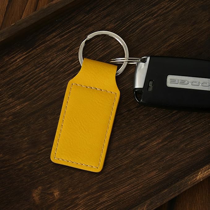 LaserGram Rectangle Keychain, Coat of Arms Germany, Personalized Engraving Included (Yellow)