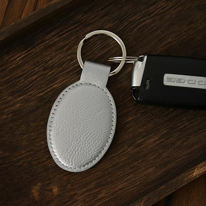 LaserGram Oval Keychain, Golf Ball, Personalized Engraving Included (Silver)