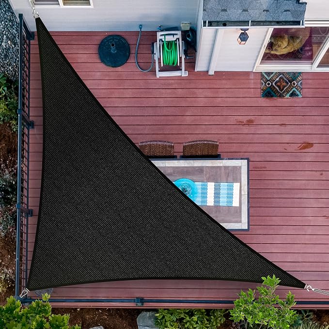7' x 10' x 12.2' Black Sun Shade Sail UPF50 Right Triangle SMTAPT12 Canopy by ShadeMart