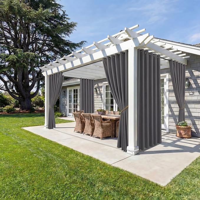 NICETOWN Fade Resistant Gazebo Curtains Outdoor Waterproof 2 Panels, W84 x L95 by NICETOWN