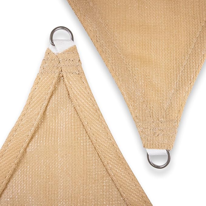 Amgo Custom Size 13' x 19' x 23' Sand Beige Right Triangle Sun Shade Sail - Image 8