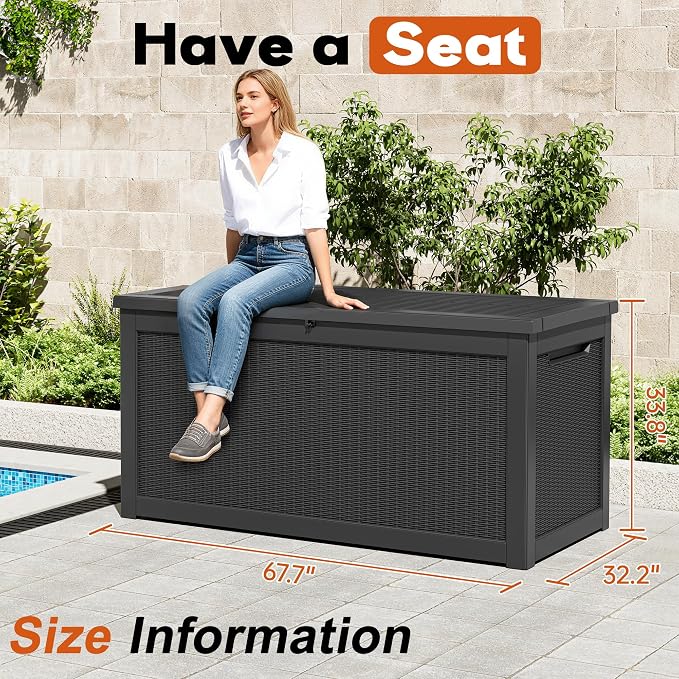 Outdoor Deck Storage Box, Resin Deck Boxes Indoor and outdoor, Waterproof - Image 2