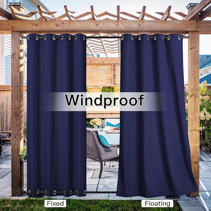 NICETOWN Canvas Outdoor Waterproof Patio Curtains, Rustproof Top and Bottom - Image 2