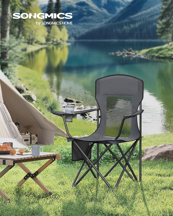 SONGMICS 2 Pack Breathable Camping Chairs, 330 lb Capacity Foldable Outdoor - Image 2