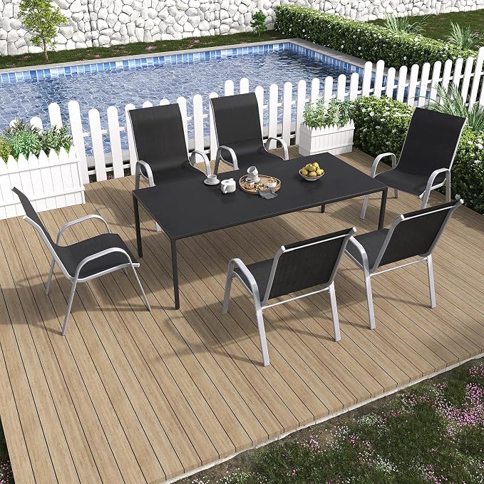 Amopatio Patio Chairs Set of 6, Stackable Outdoor Dining Chairs - Image 2