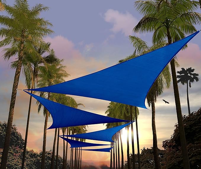 Amgo Custom Size 27' x 27' x 27' Blue Triangle Sun Shade Sail UPF50+ AGTAPT12 by Amgo