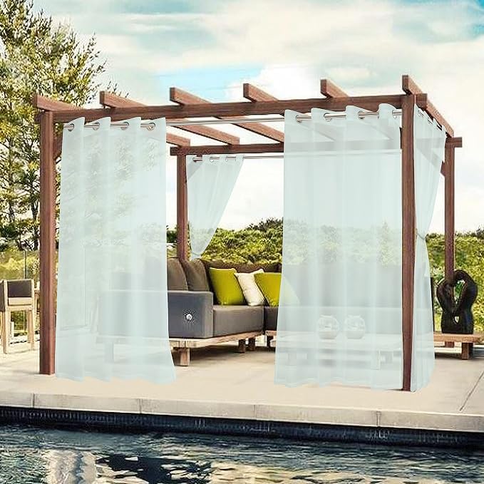 BONZER Sheer Outdoor Curtains for Patio Waterproof 2 Panels | Light Filtering - Image 2