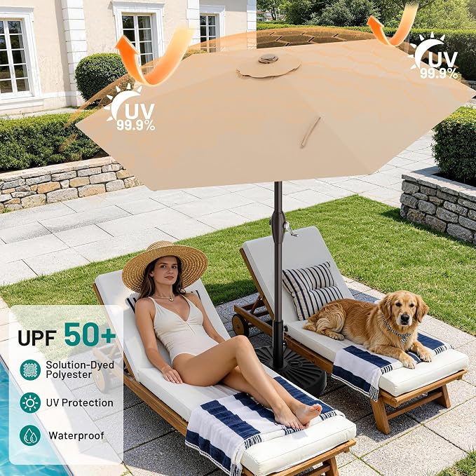 7.5FT Patio Umbrella Table Market Umbrella w/Tilt and Crank, Heavy-Duty Outdoor - Image 4