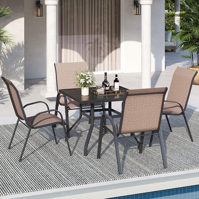 Patio Dining Chairs Set of 4, Stackable Dining Chairs High Back, Breathable - Image 2