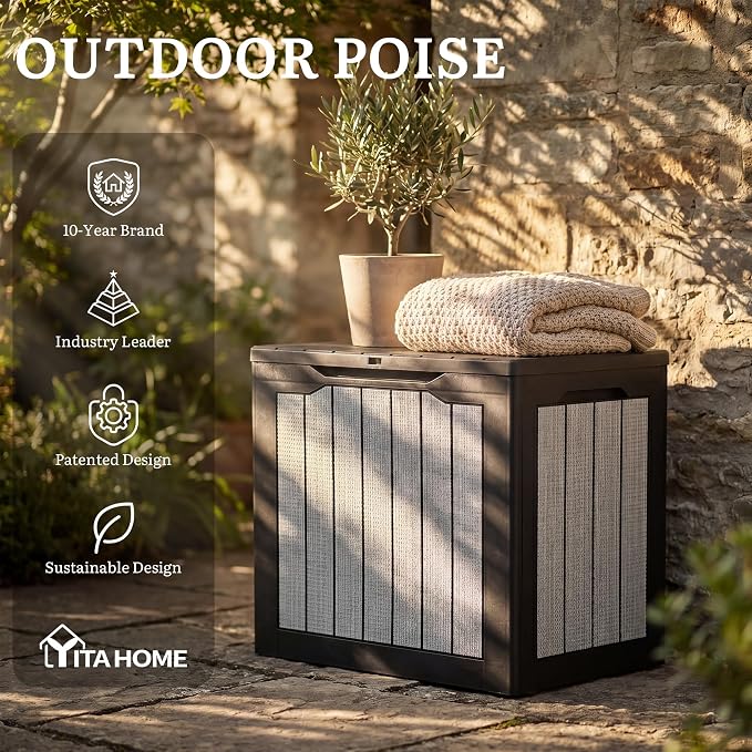YITAHOME 30 Gallon Deck Box | 2-Pack Waterproof Resin Outdoor Storage Box - Image 9