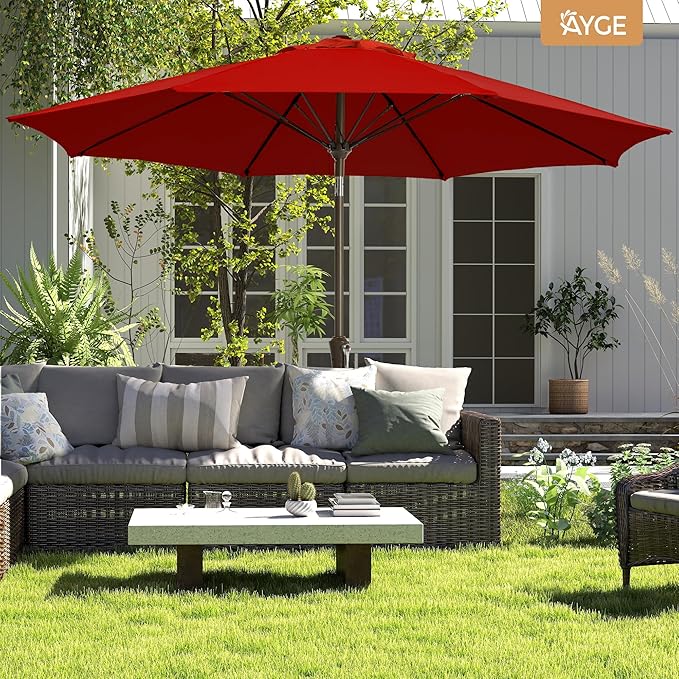 Ayge Patio Umbrella 9 FT Outdoor Table Umbrella Fiberglass - Image 6