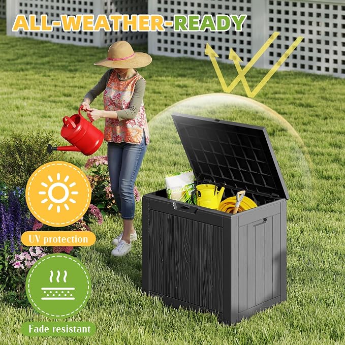 35 Gallon Outdoor Storage Box, Large Resin Deck Box - Image 6