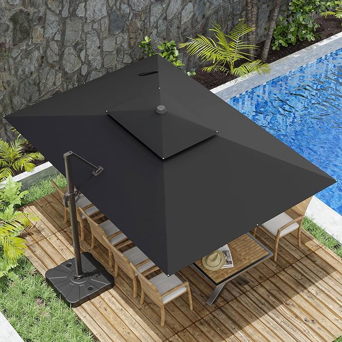 10x13FT Cantilever Outdoor Patio Umbrellas，Double Top Large Rectangle Umbrella by ZLACUIU