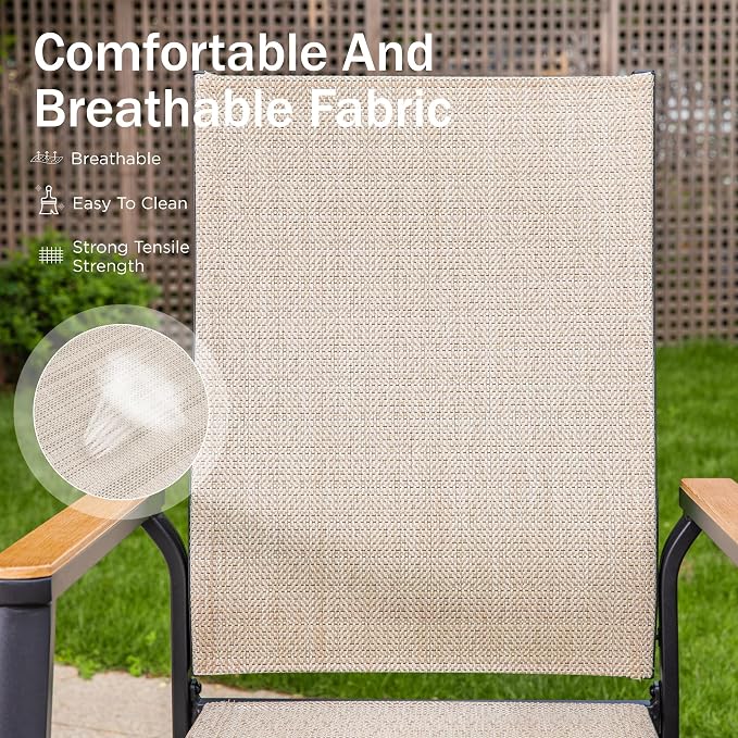 PHI VILLA Outdoor Stackable Dining Chairs Set of 2 w/Aluminum Frame, - Image 5