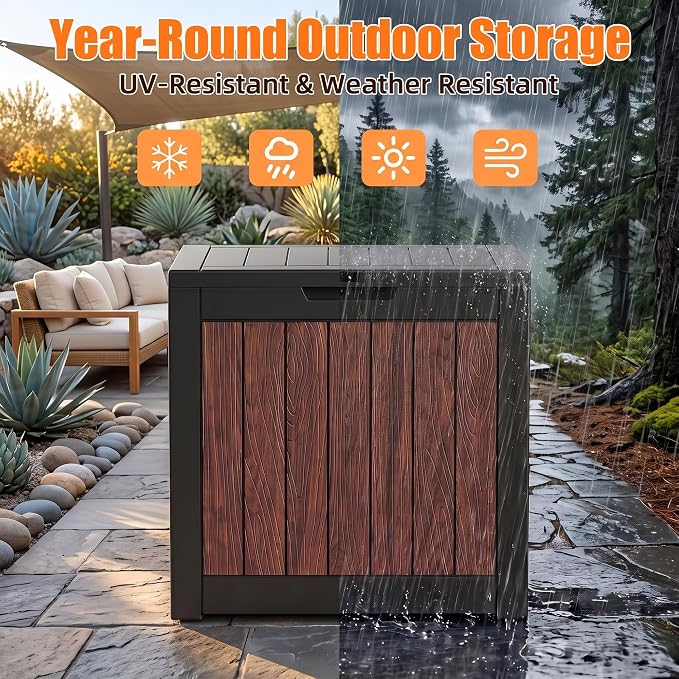 40 Gallon Outdoor Deck Box, Lockable Waterproof Resin Storage Container - Image 3