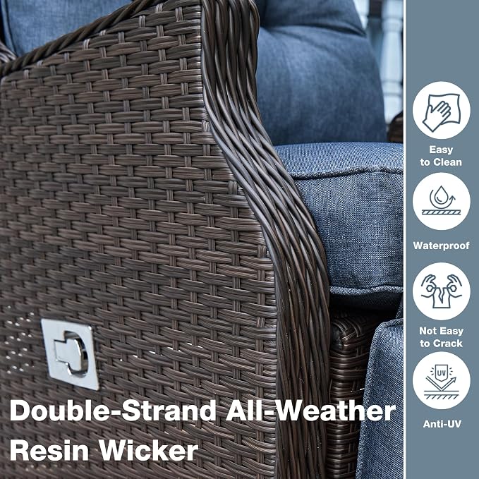 2 Pieces Outdoor Wicker Recliner - Image 6