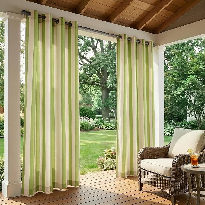 2 Panels Outdoor Stripe Curtains - Image 2