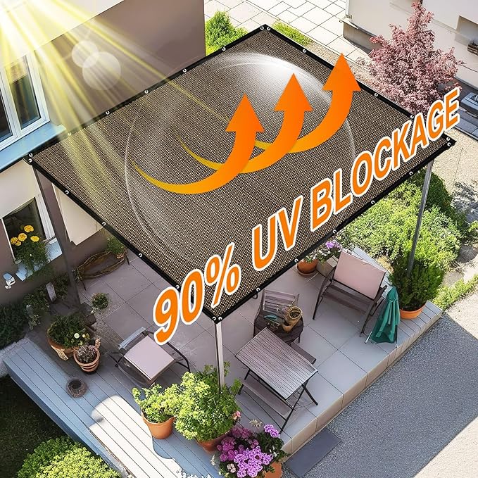 90% Sun Shade Cloth, 10 x 10 FT Pergola Shade Cover Canopy - Image 3