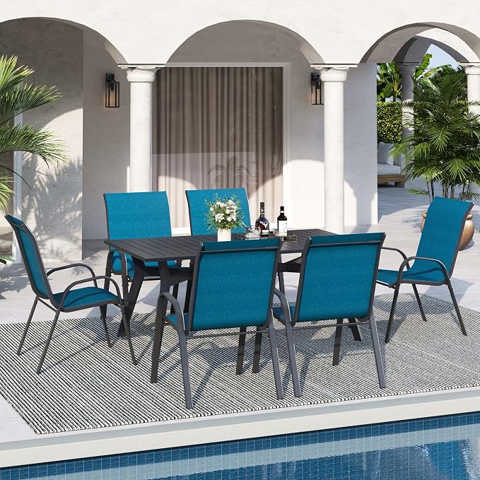 Patio Dining Chairs Set of 6, Stackable Dining Chairs High Back, Breathable - Image 2