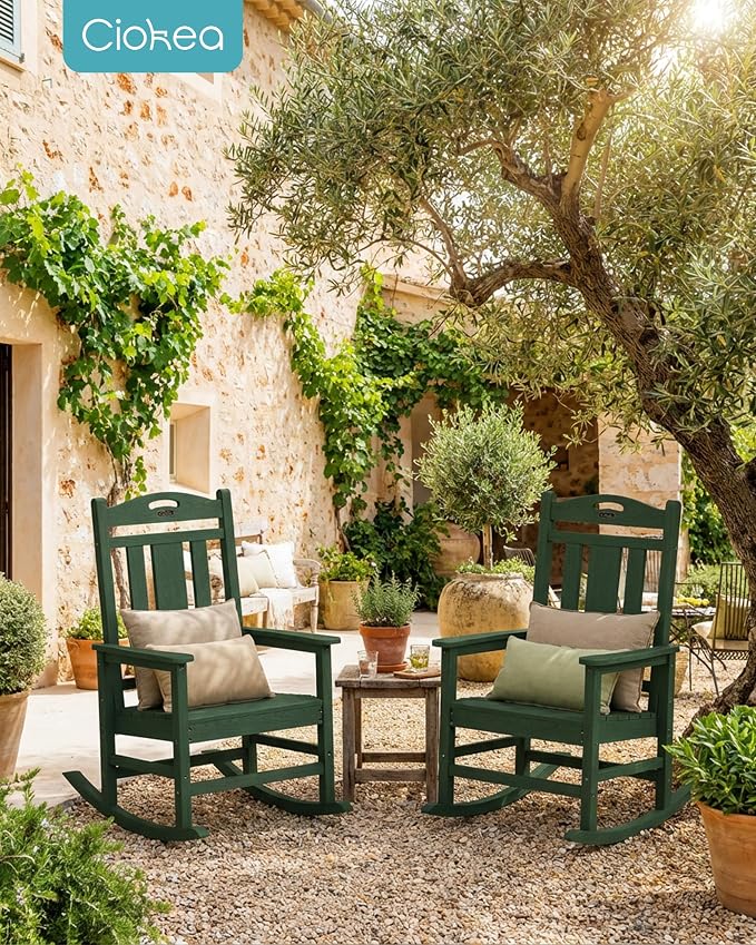 Oversized Outdoor Rocking Chairs Set of 3, 380lbs Heavy-Duty Large Patio Rocker - Image 5