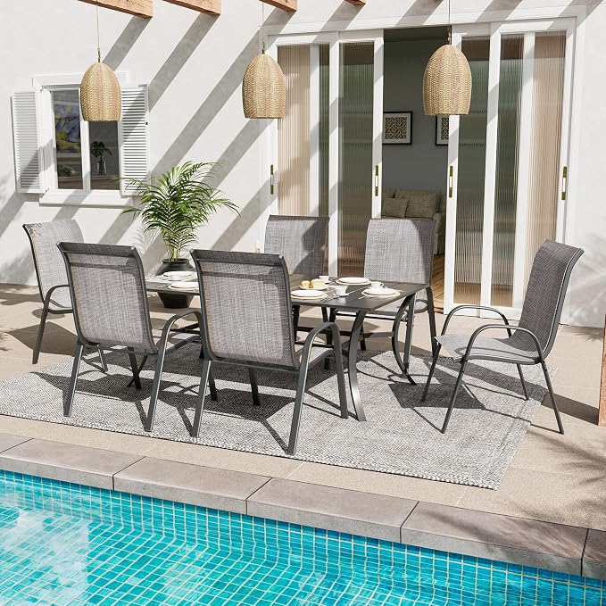 Amopatio Patio Chairs Set of 6, Outdoor Stackable Dining Chairs - Image 2
