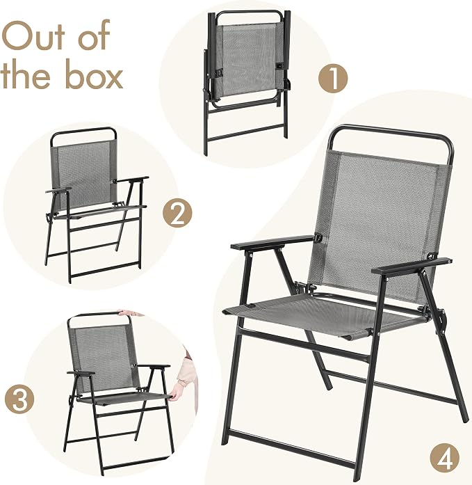 Yaheetech Outdoor Patio Chairs Set of 4, Folding Camping Chairs, no assembly - Image 8