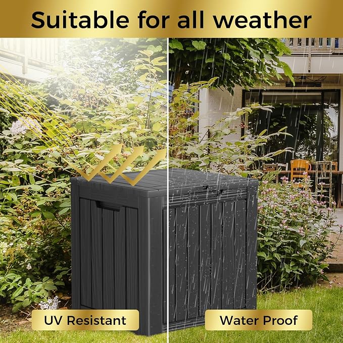 Outdoor Storage Box, 35 Gallon Waterproof Deck Box, Quick Snap-Lock Resin - Image 5