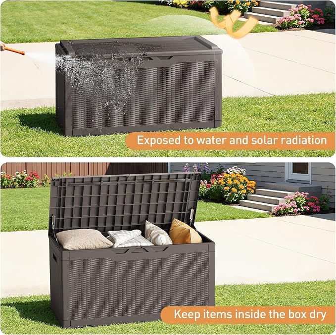 Greesum 100 Gallon Resin Deck Box Large Outdoor Storage Boxes - Image 3