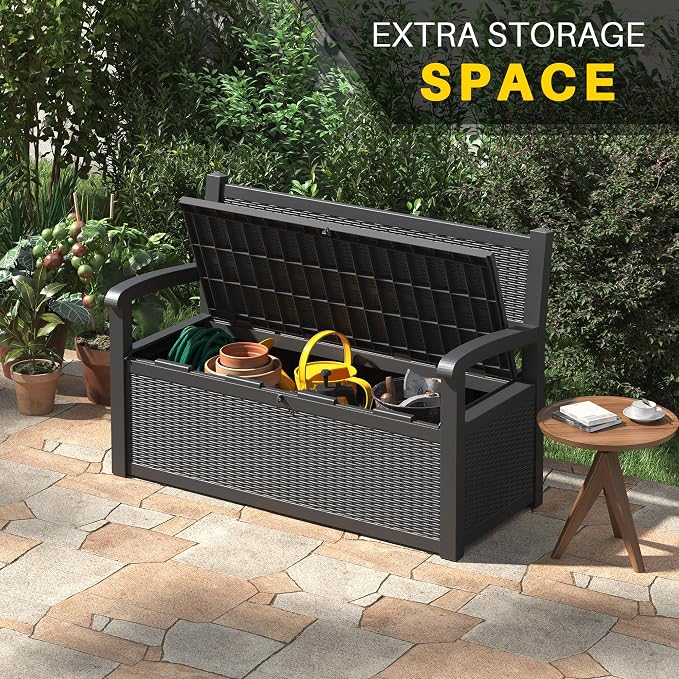 80 Gallon Outdoor Storage Bench, Resin Outside Storage Box - Image 5