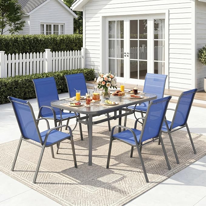 MAMIZO Patio Dining Chairs, Stackable Textilene Chair Set of 6, - Image 8