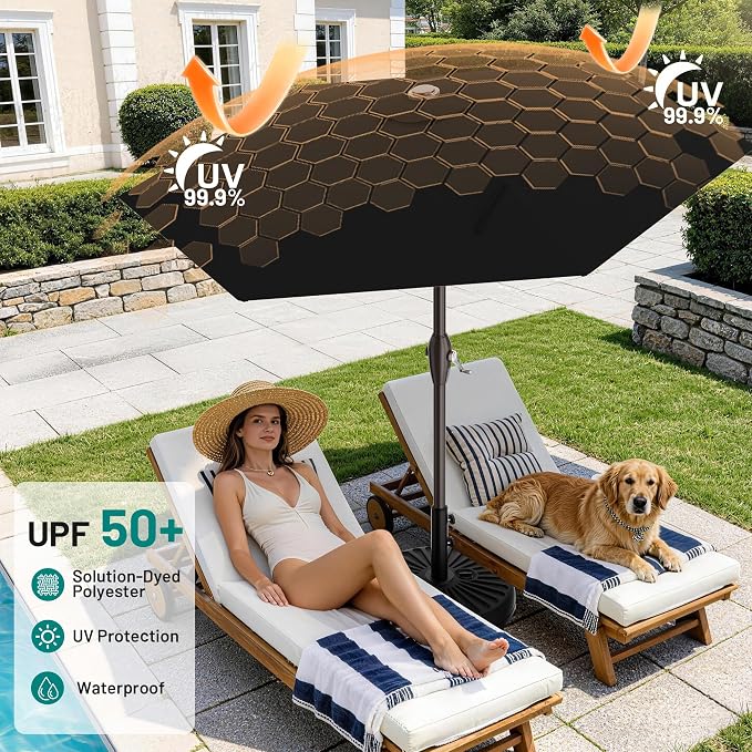 7.5FT Patio Umbrella Table Market Umbrella w/Tilt and Crank, Heavy-Duty Outdoor - Image 4