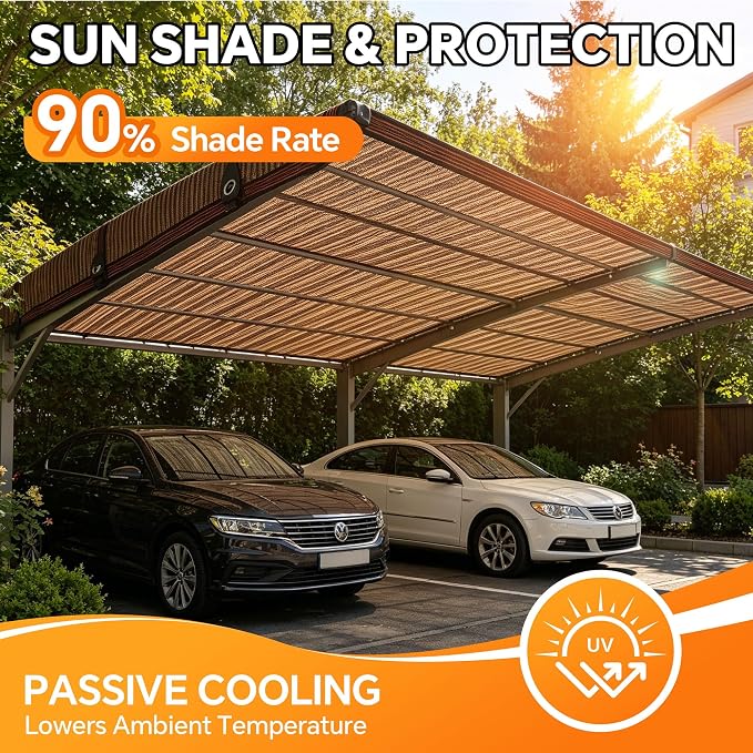 90% Sun Shade Cloth with Grommets, Breathable HDPE Mesh Tarp - Image 2