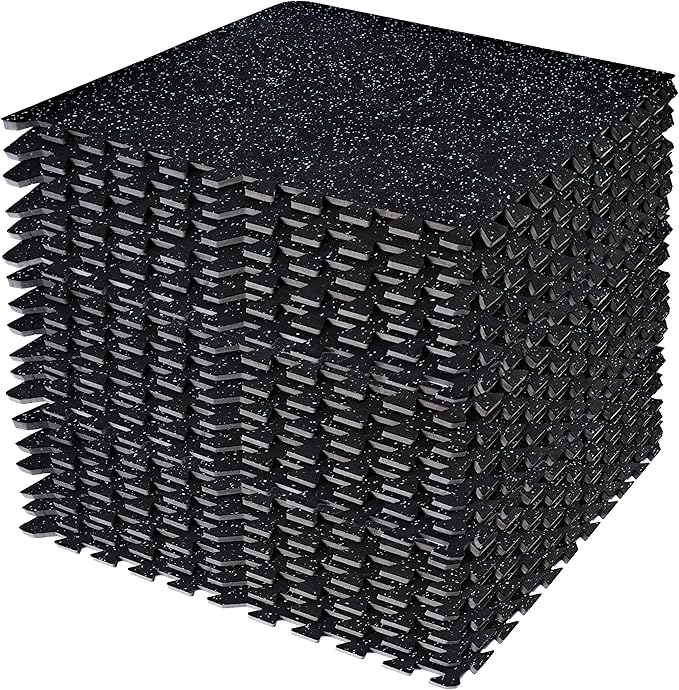 Sivan Fitness 1/2" Thick Rubber Top High-Density EVA Foam Gym Flooring for Home Gym - 48 Sq Ft Exercise Mat Tiles for Workout, Yoga, MMA, Heavy Exercise Equipment Mat - 12 Interlocking Gym Floor Mat